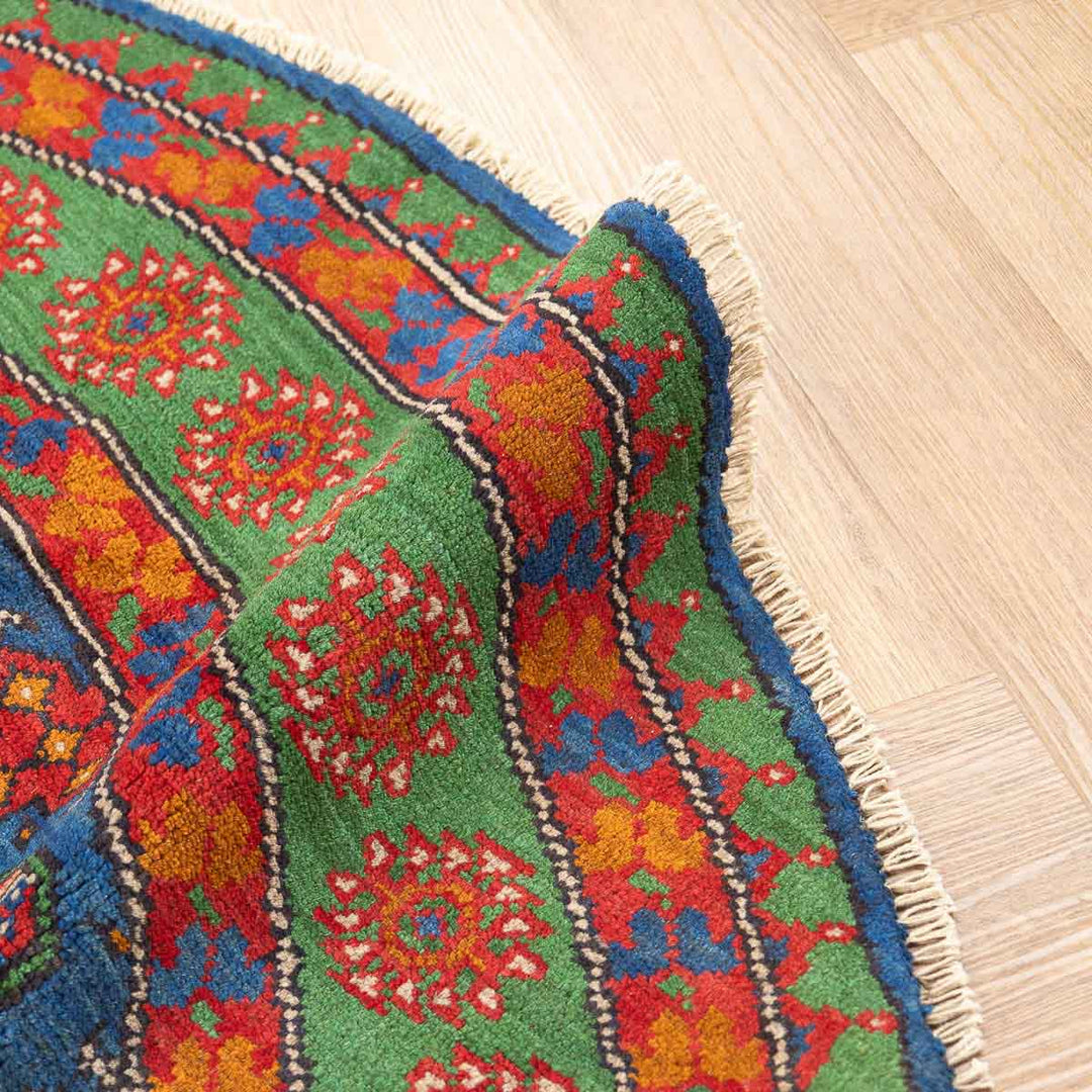 שטיח אפגני בוכרה עגול 00 אדום/כחול 150*146 | Bokhara Rug