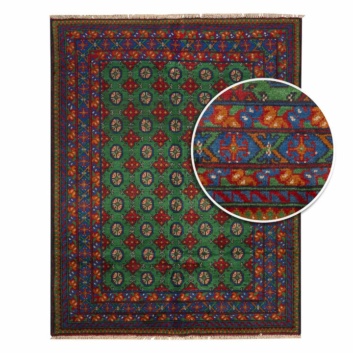 שטיח אפגני בוכרה 00 ירוק 198*154 | Bokhara Rug