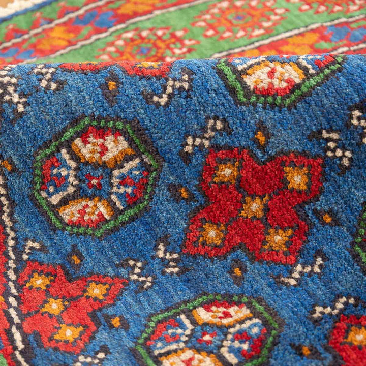 שטיח אפגני בוכרה עגול 00 אדום/כחול 150*146 | Bokhara Rug