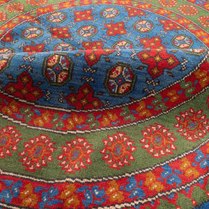 שטיח אפגני בוכרה עגול 00 אדום/כחול 145*143 | Bokhara Rug