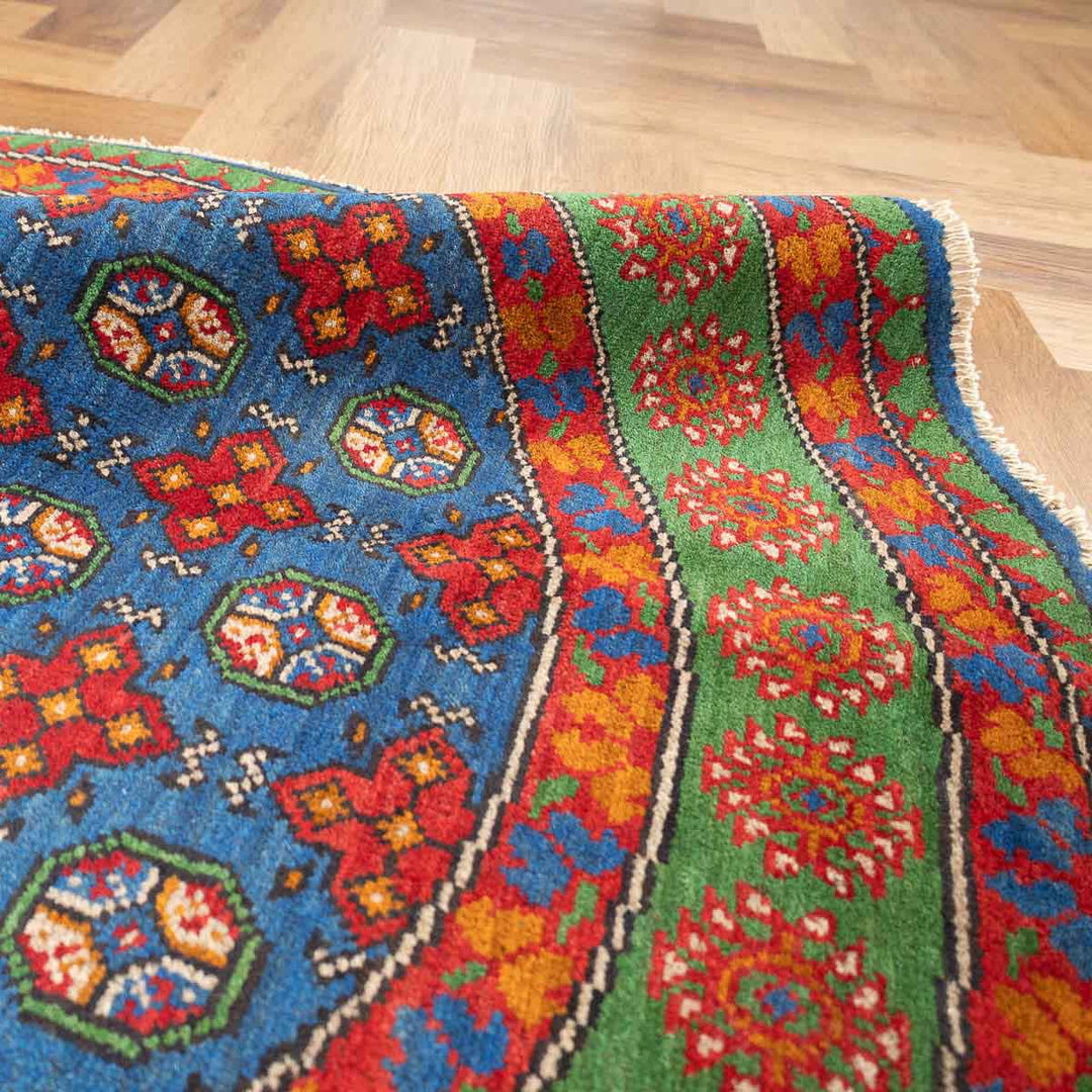 שטיח אפגני בוכרה עגול 00 אדום/כחול 150*146 | Bokhara Rug