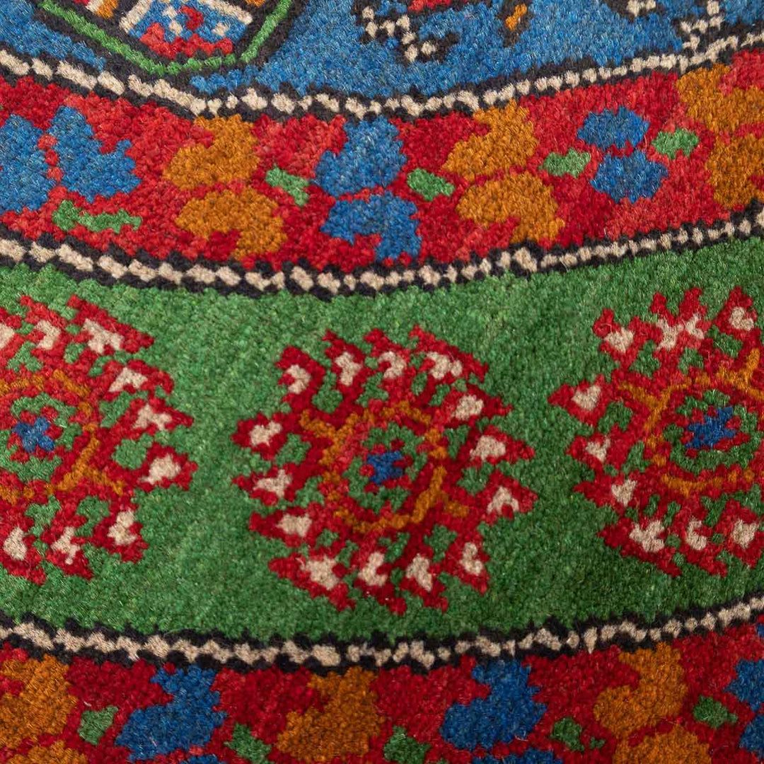 שטיח אפגני בוכרה עגול 00 אדום/כחול 150*146 | Bokhara Rug