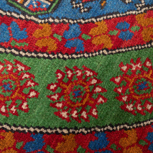 שטיח אפגני בוכרה עגול 00 אדום/כחול 150*146 | Bokhara Rug