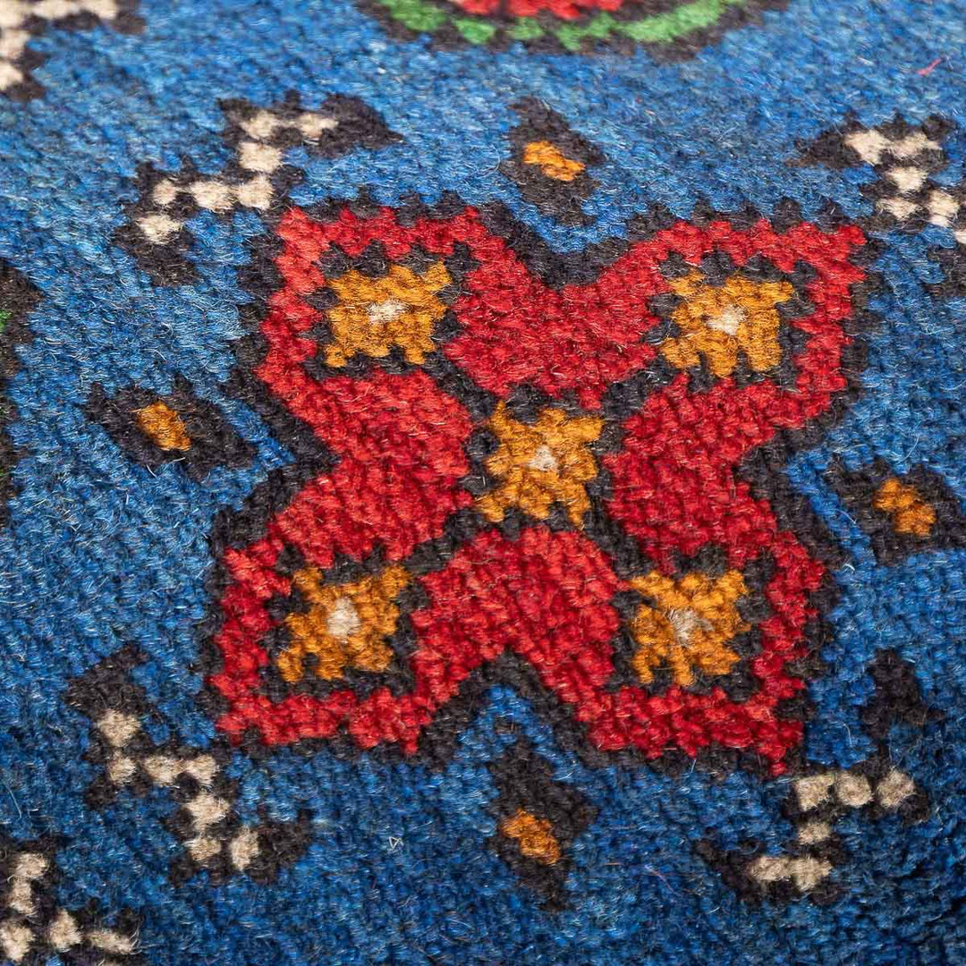 שטיח אפגני בוכרה עגול 00 אדום/כחול 150*146 | Bokhara Rug
