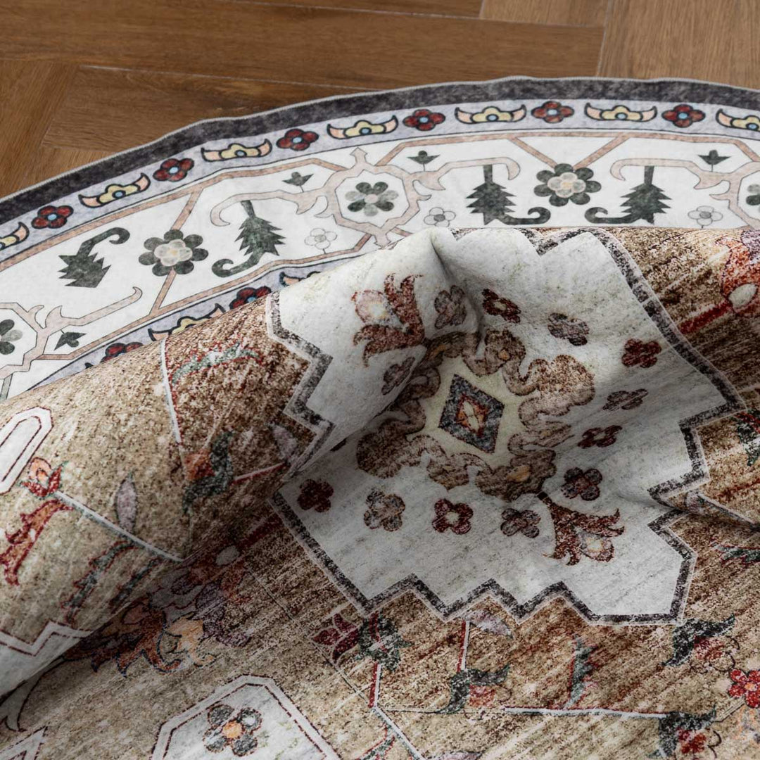 שטיח רחיץ מלטה  04 עגול צבעוני | Malta Washable Rug