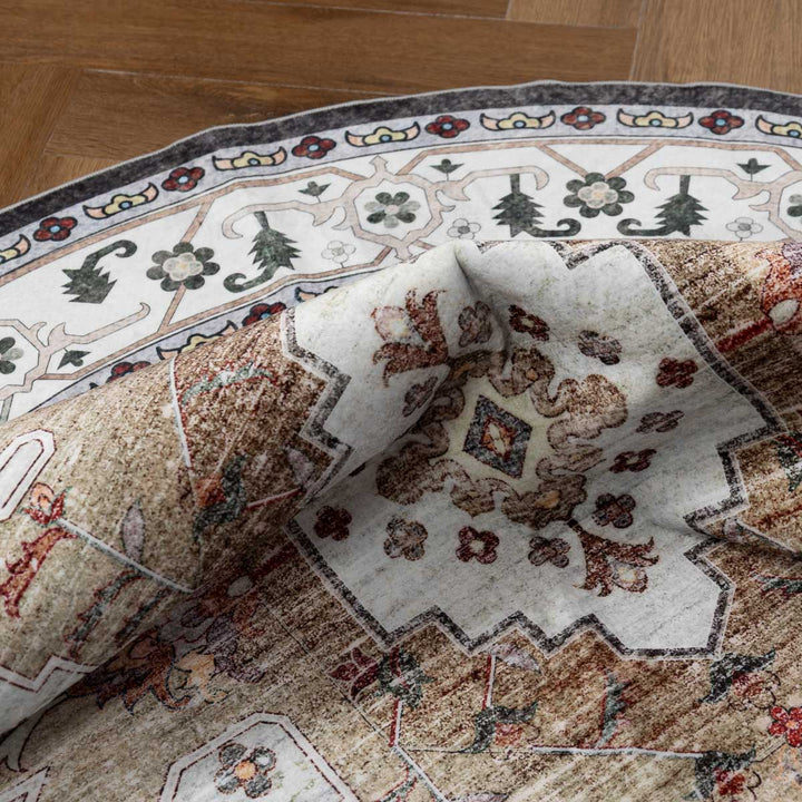 שטיח רחיץ מלטה  04 עגול צבעוני | Malta Washable Rug