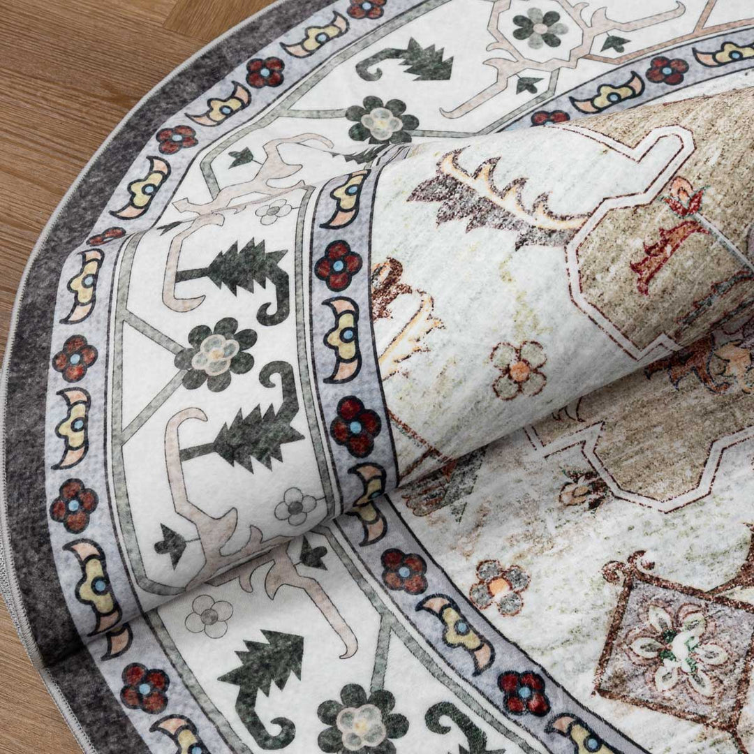 שטיח רחיץ מלטה  04 עגול צבעוני | Malta Washable Rug