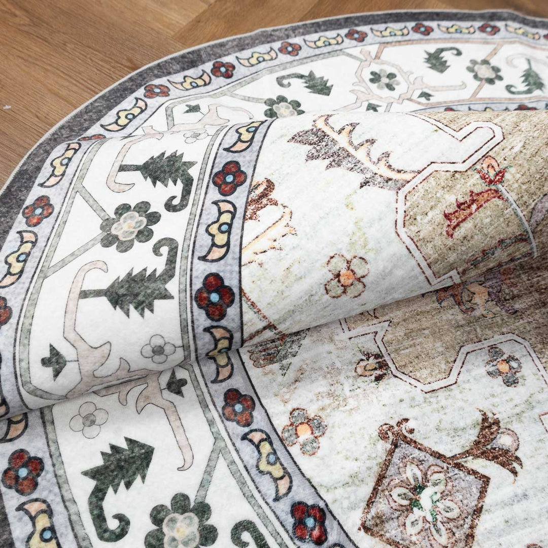 שטיח רחיץ מלטה  04 עגול צבעוני | Malta Washable Rug