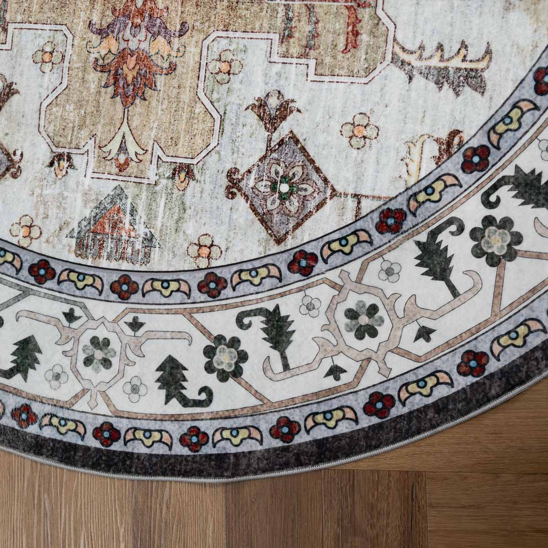 שטיח רחיץ מלטה  04 עגול צבעוני | Malta Washable Rug