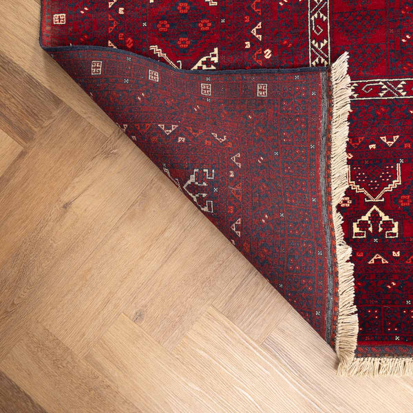 שטיח אפגנן קונדוז 00 אדום 242*166 | Afghan Kunduz Hand-Knotted