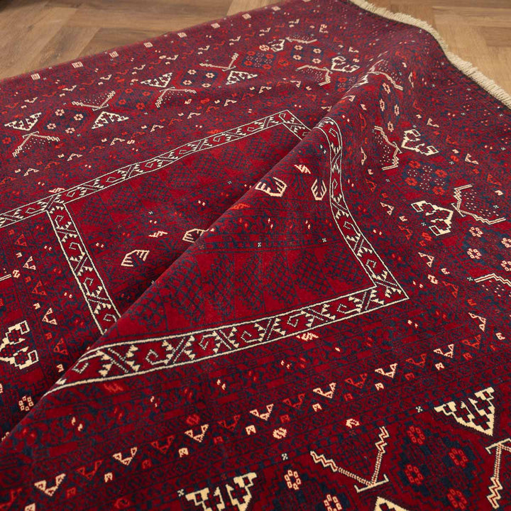 שטיח אפגנן קונדוז 00 אדום 242*166 | Afghan Kunduz Hand-Knotted