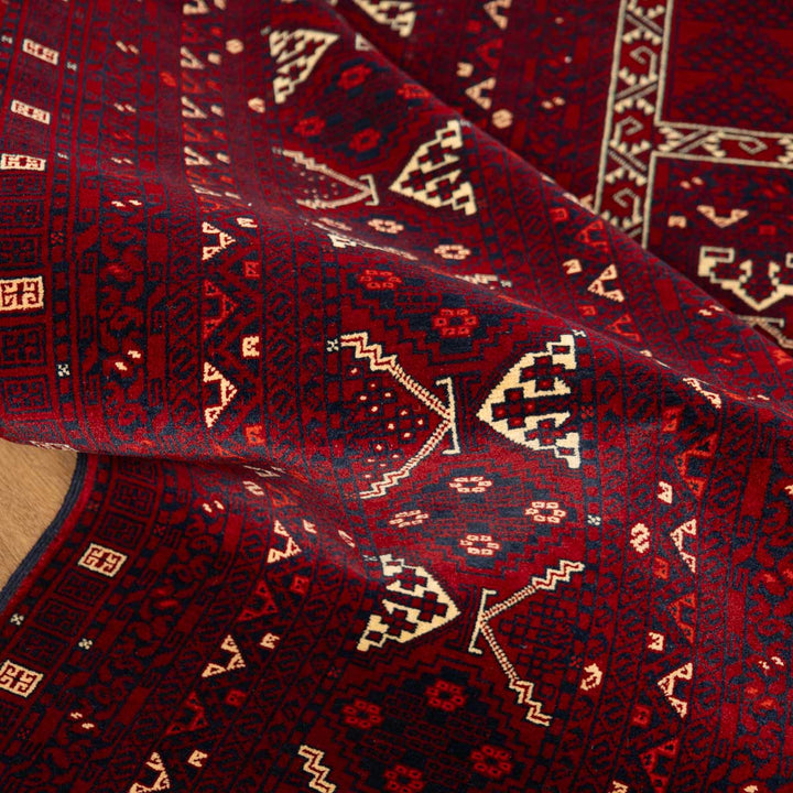 שטיח אפגנן קונדוז 00 אדום 242*166 | Afghan Kunduz Hand-Knotted