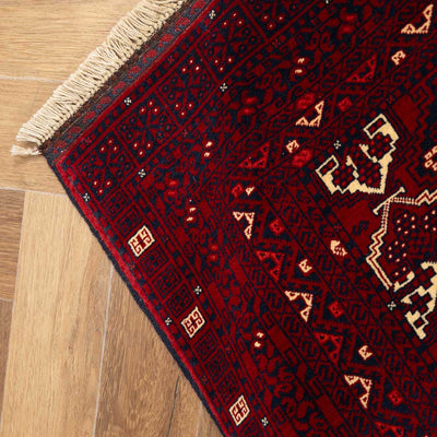 שטיח אפגנן קונדוז 00 אדום 242*166 | Afghan Kunduz Hand-Knotted