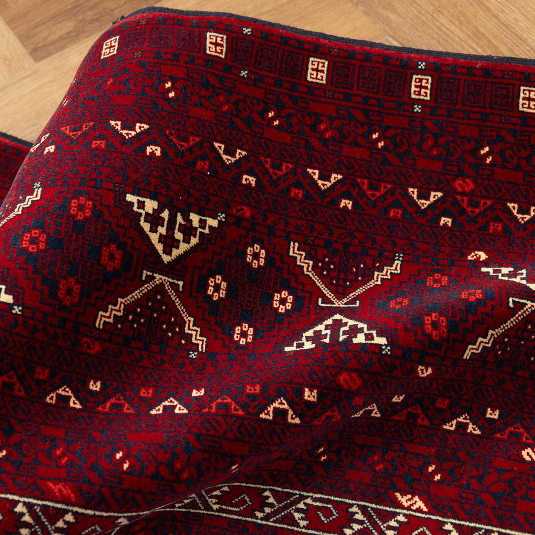 שטיח אפגנן קונדוז 00 אדום 242*166 | Afghan Kunduz Hand-Knotted