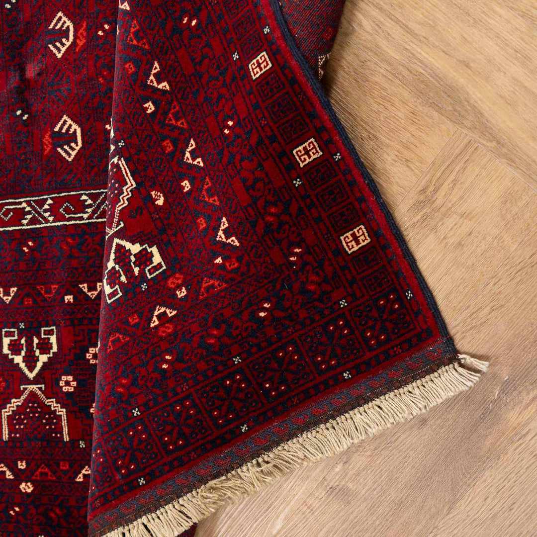 שטיח אפגנן קונדוז 00 אדום 242*166 | Afghan Kunduz Hand-Knotted