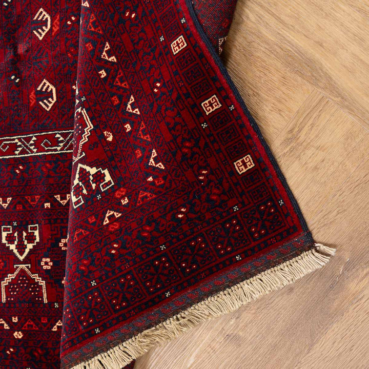 שטיח אפגנן קונדוז 00 אדום 242*166 | Afghan Kunduz Hand-Knotted