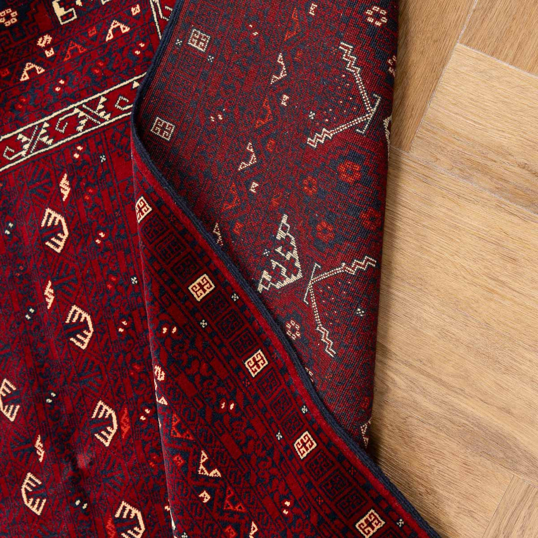 שטיח אפגנן קונדוז 00 אדום 242*166 | Afghan Kunduz Hand-Knotted