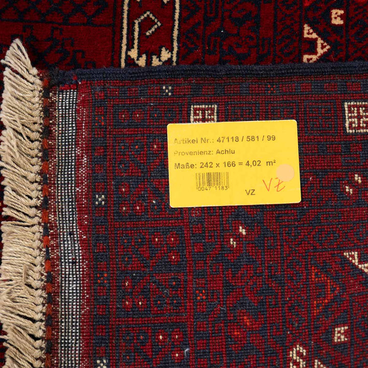 שטיח אפגנן קונדוז 00 אדום 242*166 | Afghan Kunduz Hand-Knotted