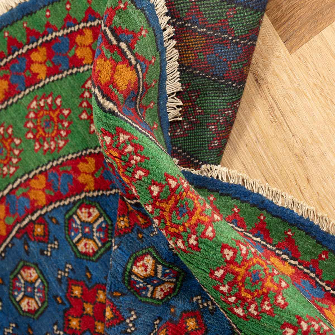 שטיח אפגני בוכרה עגול 00 אדום/כחול 150*150 | Bokhara Rug