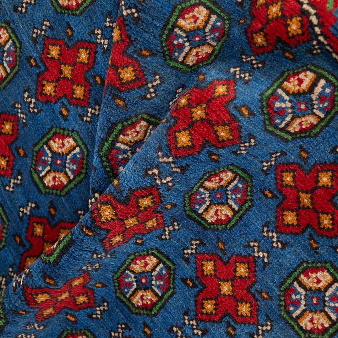 שטיח אפגני בוכרה עגול 00 אדום/כחול 150*150 | Bokhara Rug