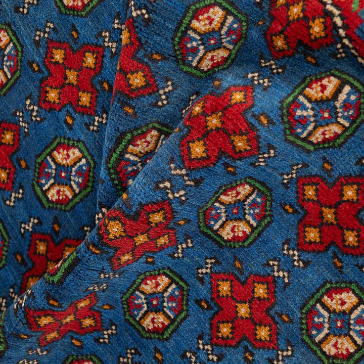 שטיח אפגני בוכרה עגול 00 אדום/כחול 150*150 | Bokhara Rug