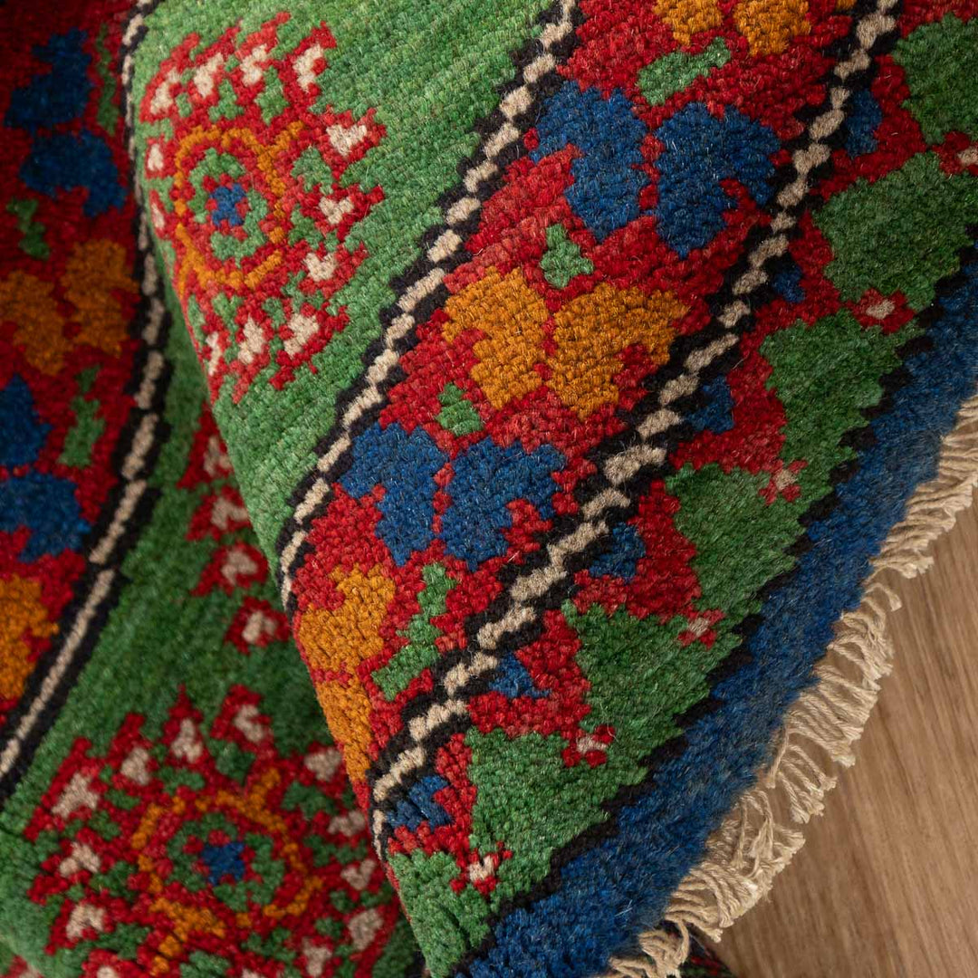 שטיח אפגני בוכרה עגול 00 אדום/כחול 150*150 | Bokhara Rug