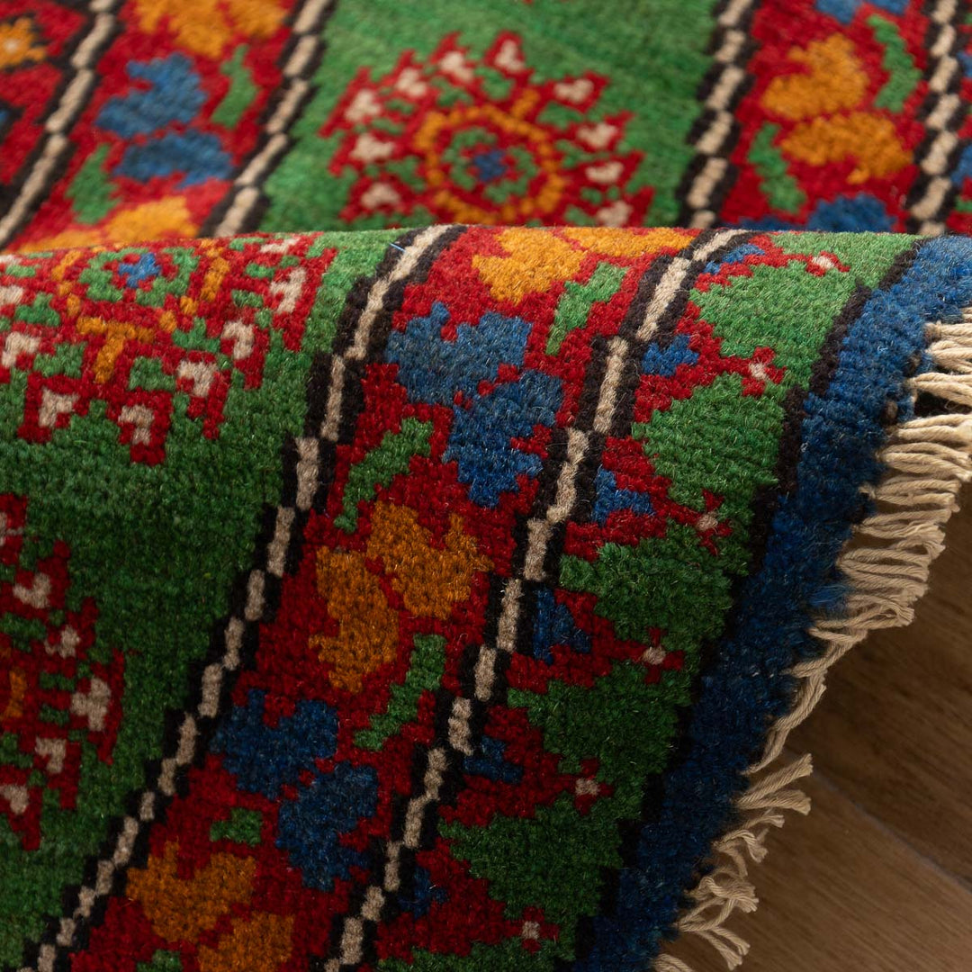 שטיח אפגני בוכרה עגול 00 אדום/כחול 150*150 | Bokhara Rug