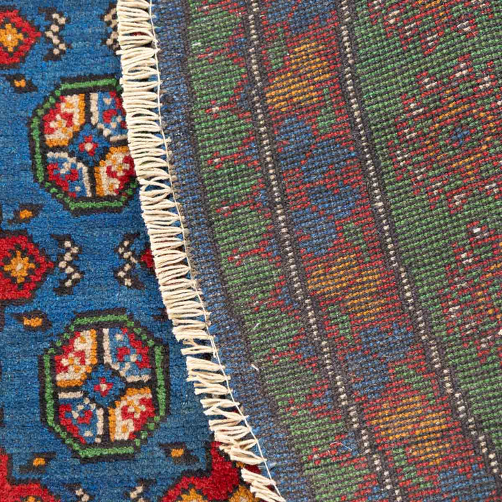 שטיח אפגני בוכרה עגול 00 אדום/כחול 150*150 | Bokhara Rug