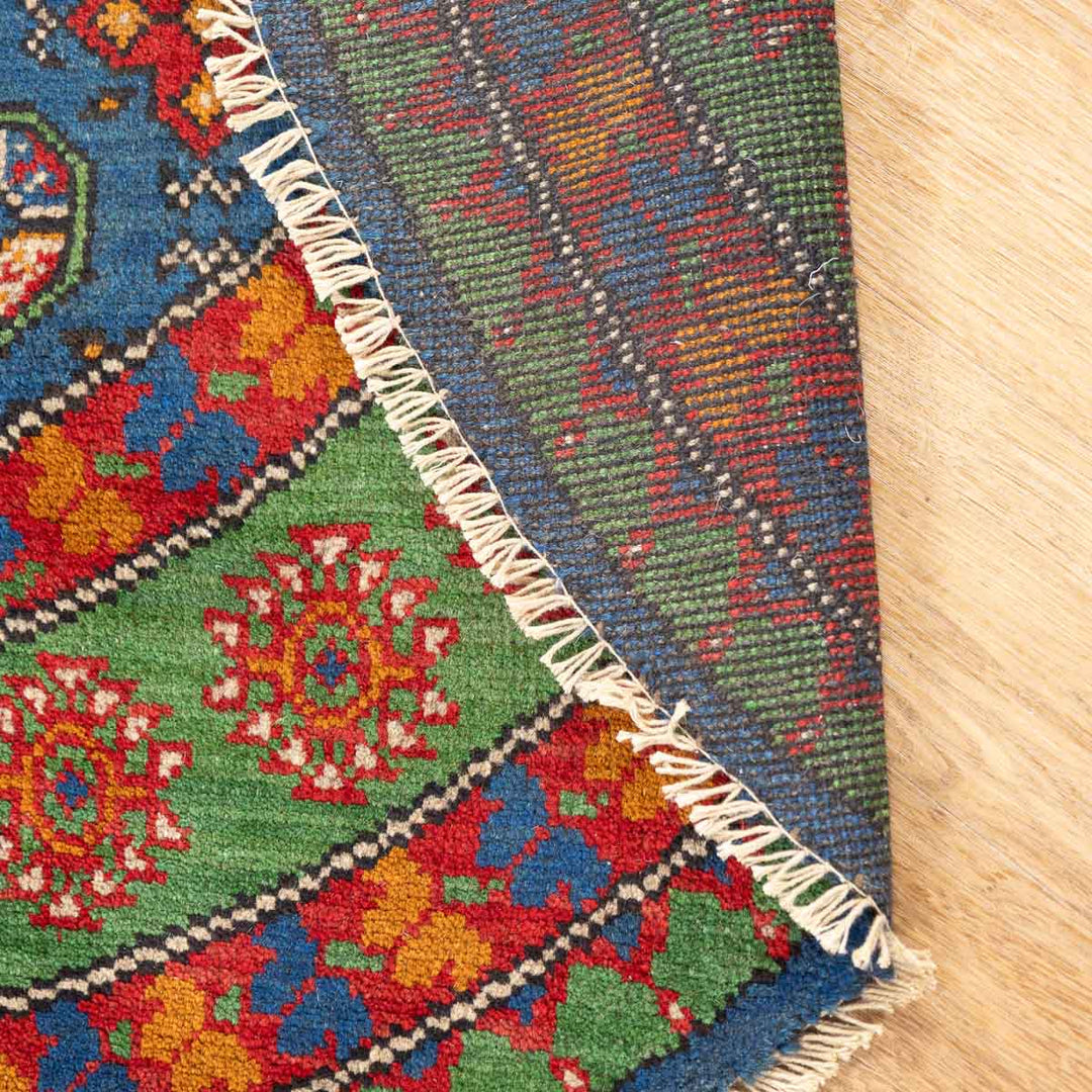 שטיח אפגני בוכרה עגול 00 אדום/כחול 150*150 | Bokhara Rug