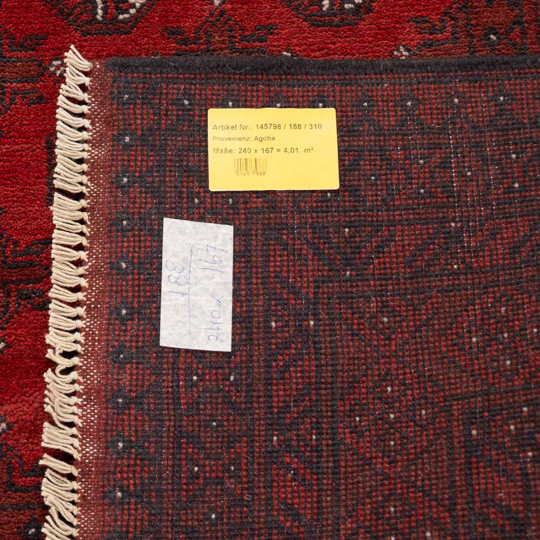 שטיח אפגני בוכרה 00 אדום 240*167 | Bokhara Rug