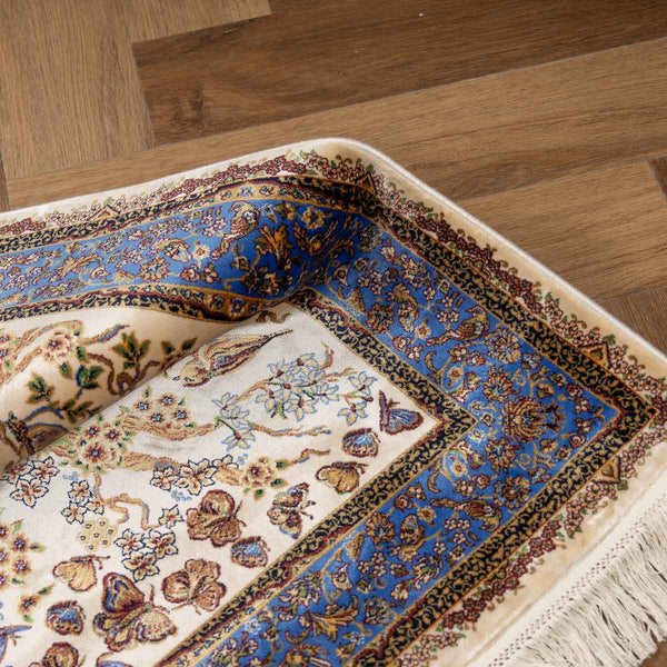 שטיח קום משי 31 בז'\כחול ראנר  | QOM