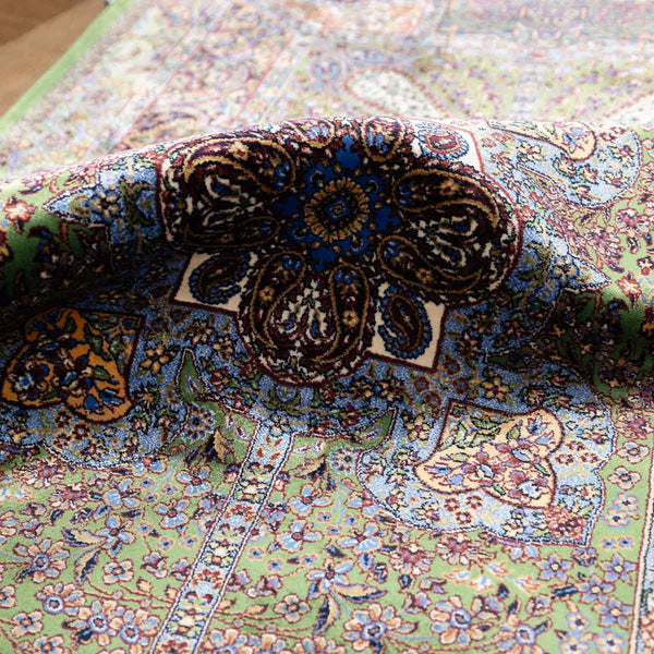 שטיח קום משי 33 ירוק ראנר  | QOM