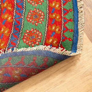 שטיח אפגני בוכרה עגול 00 אדום/כחול 195*194 | Bokhara Rug