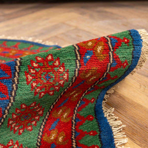 שטיח אפגני בוכרה עגול 00 אדום/כחול 195*194 | Bokhara Rug