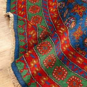 שטיח אפגני בוכרה עגול 00 אדום/כחול 195*194 | Bokhara Rug
