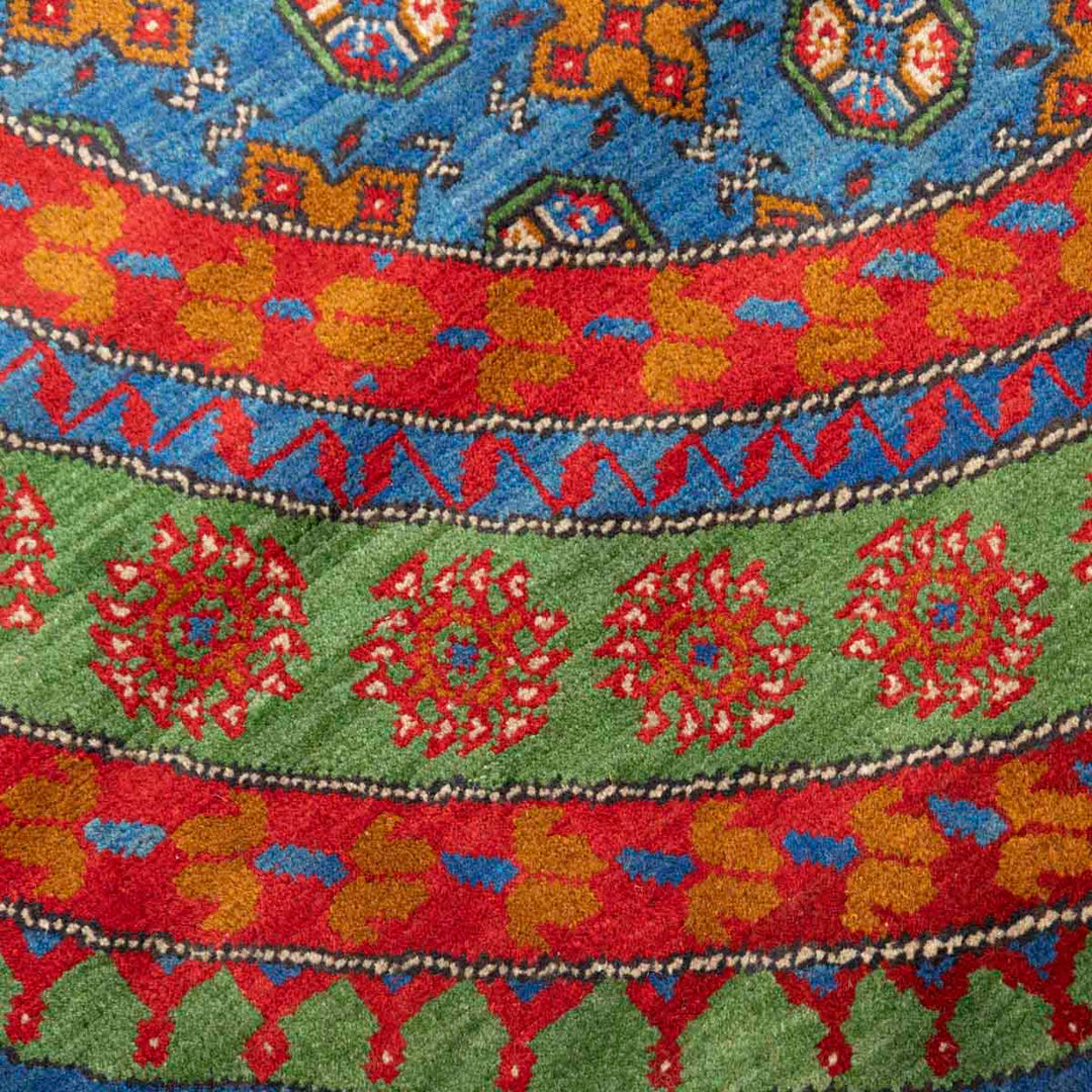 שטיח אפגני בוכרה עגול 00 אדום/כחול 199*197 | Bokhara Rug