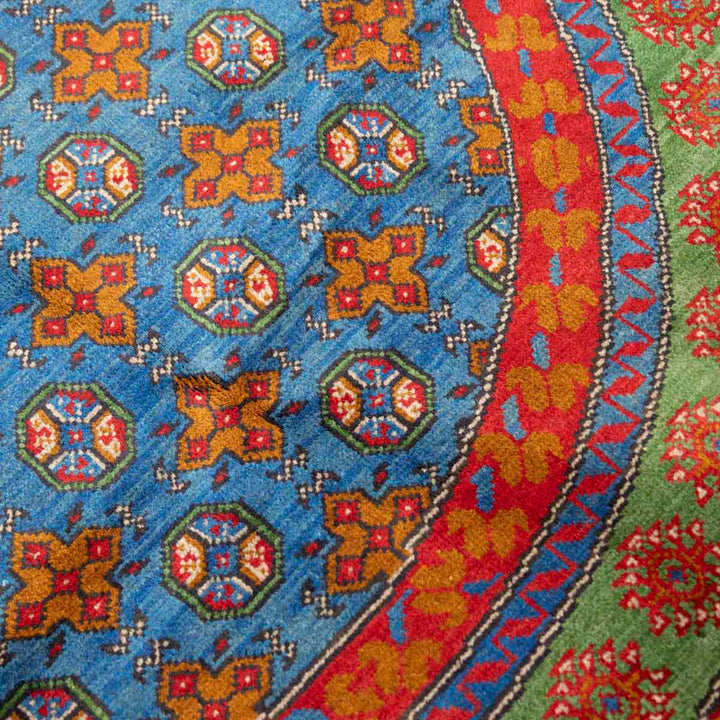שטיח אפגני בוכרה עגול 00 אדום/כחול 199*197 | Bokhara Rug