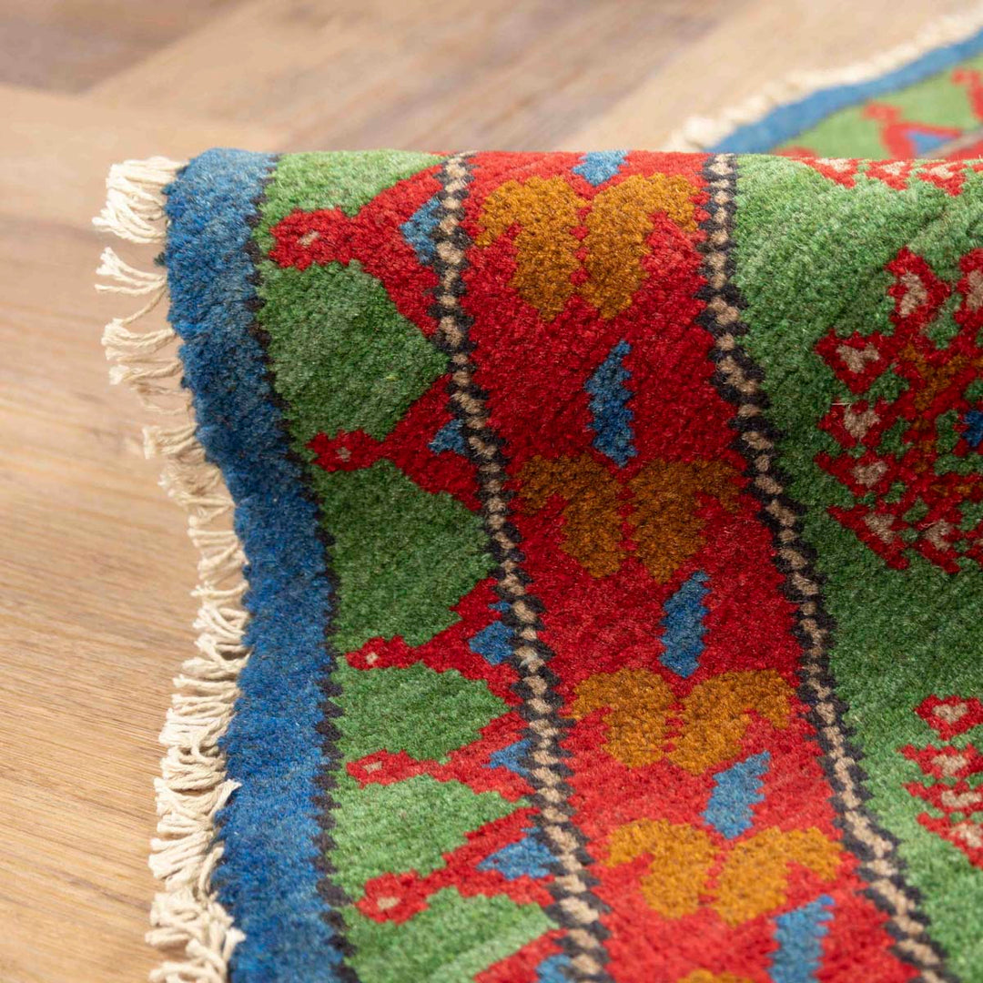 שטיח אפגני בוכרה עגול 00 אדום/כחול 199*197 | Bokhara Rug