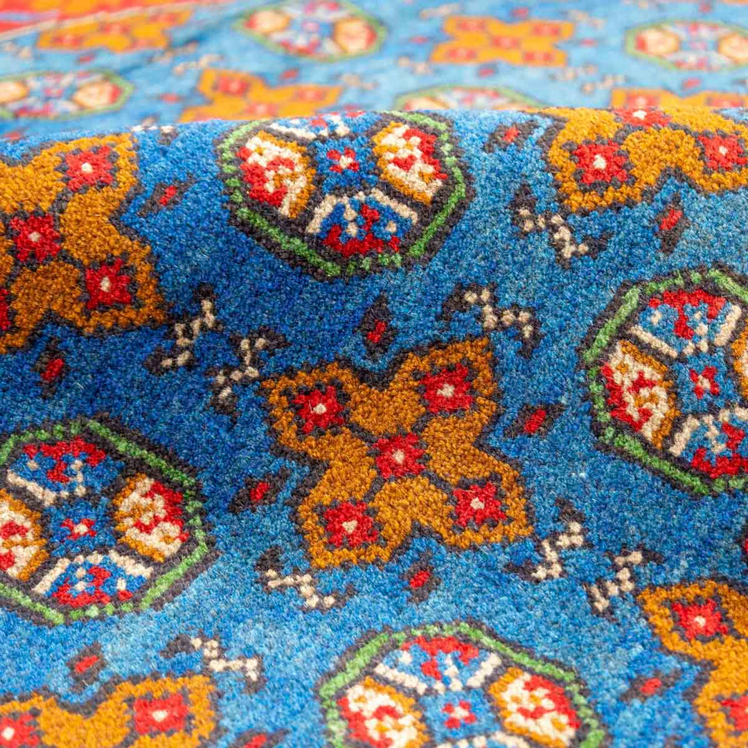 שטיח אפגני בוכרה עגול 00 אדום/כחול 199*197 | Bokhara Rug