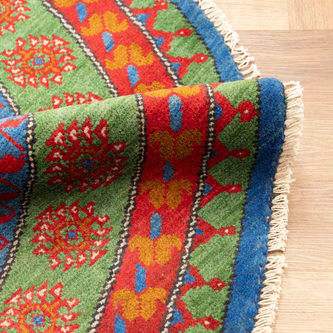 שטיח אפגני בוכרה עגול 00 אדום/כחול 199*197 | Bokhara Rug