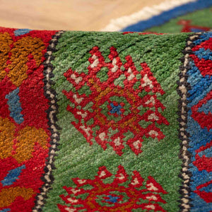 שטיח אפגני בוכרה עגול 00 אדום/כחול 199*197 | Bokhara Rug