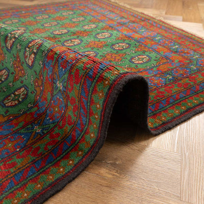 שטיח אפגני בוכרה 00 ירוק 197*148 | Bokhara Rug
