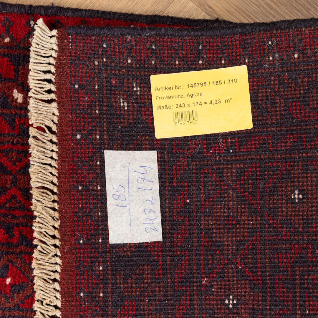שטיח אפגני בוכרה 00 אדום 243*174 | Bokhara Rug