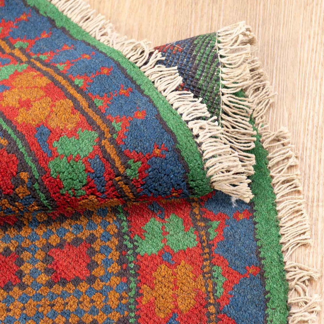 שטיח אפגני בוכרה עגול 00 אדום/כחול 145*143 | Bokhara Rug