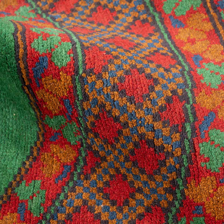 שטיח אפגני בוכרה עגול 00 אדום/כחול 145*143 | Bokhara Rug