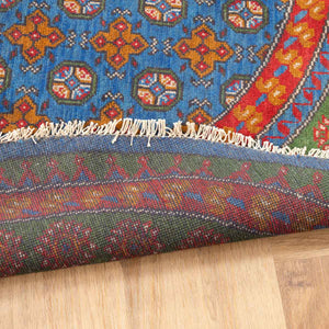 שטיח אפגני בוכרה עגול 00 אדום/כחול 195*201 | Bokhara Rug