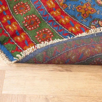 שטיח אפגני בוכרה עגול 00 אדום/כחול 195*201 | Bokhara Rug