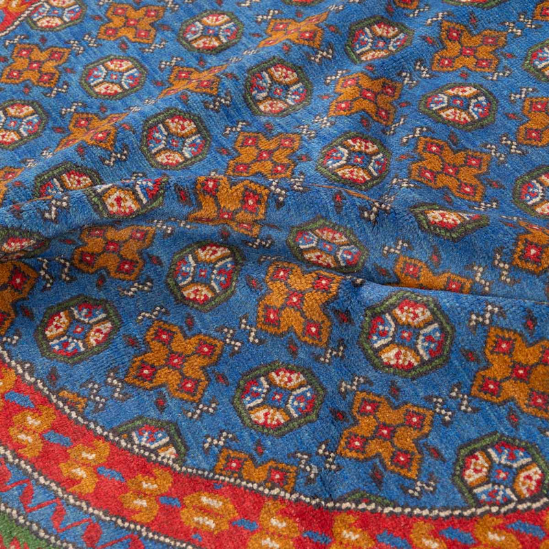 שטיח אפגני בוכרה עגול 00 אדום/כחול 195*201 | Bokhara Rug