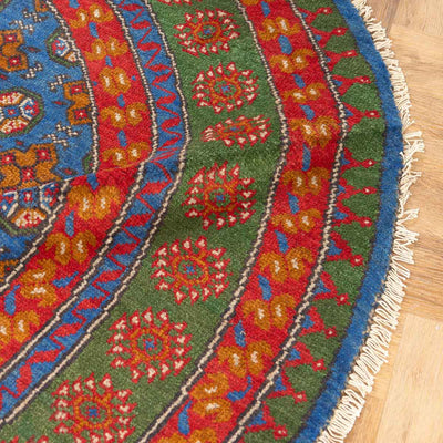 שטיח אפגני בוכרה עגול 00 אדום/כחול 195*201 | Bokhara Rug