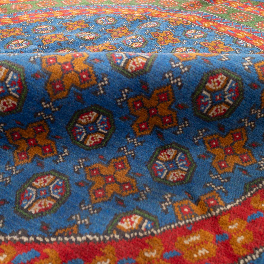 שטיח אפגני בוכרה עגול 00 אדום/כחול 195*201 | Bokhara Rug